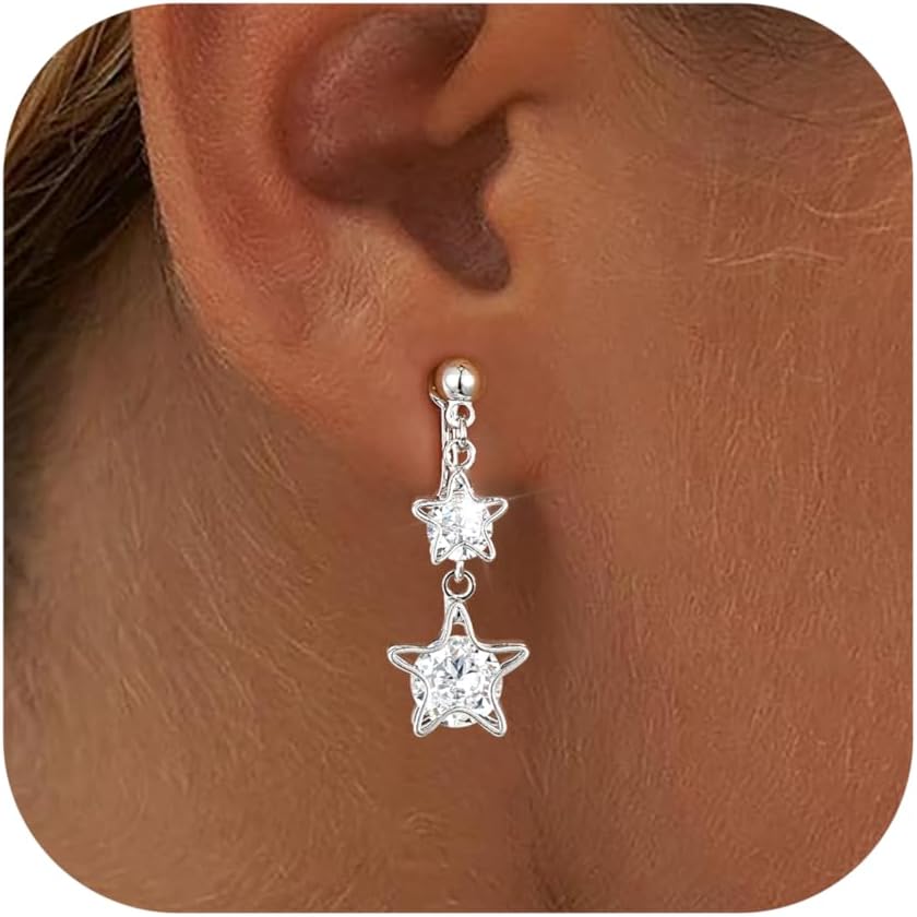 Awinesn Clip on Earrings for Women Hypoallergenic Dainty Clip Earrings for Women 14K Gold/Silver Plated Drop Dangle Earrings 5A Cubic Zirconia Multiple Styles for Women Fashion Trendy Jewelry Gifts