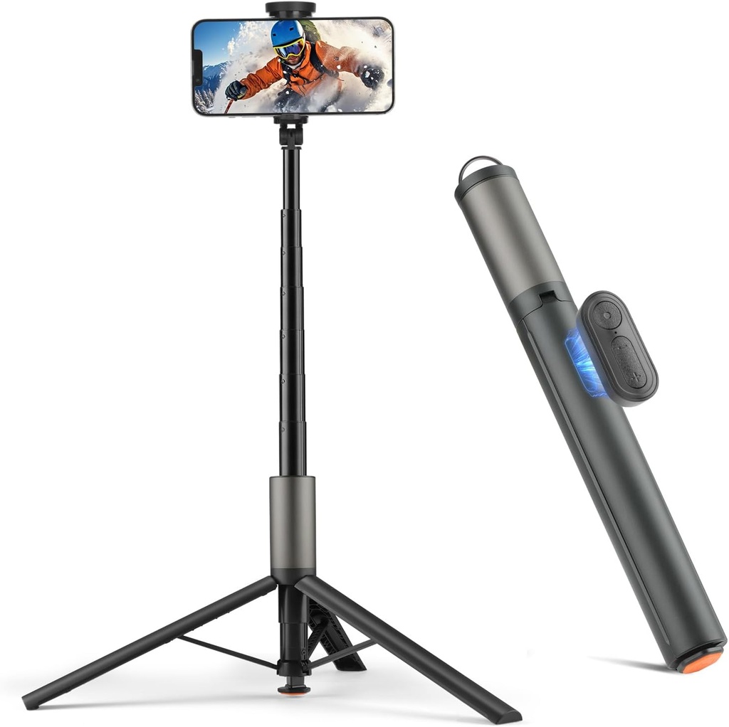 62 inch Selfie Stick Tripod for iPhone, Auto-Open Phone Tripod Stand with Magnetic Smart Remote Support Cell Phone Zoom in/Out,Front/Rear Camera Switch,Travel Selfie Stick for iPhone/Android