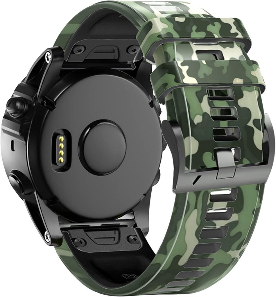 Bandkids 22mm Camo Band for Garmin Fenix 5/6/7,Fenix 6 Pro,Fenix 5 Plus Watch, Quickfit Adjustable Waterproof Sport Silicone Bands for Garmin Approach S62/S60,Quatix 6/5,Forerunner 935/945