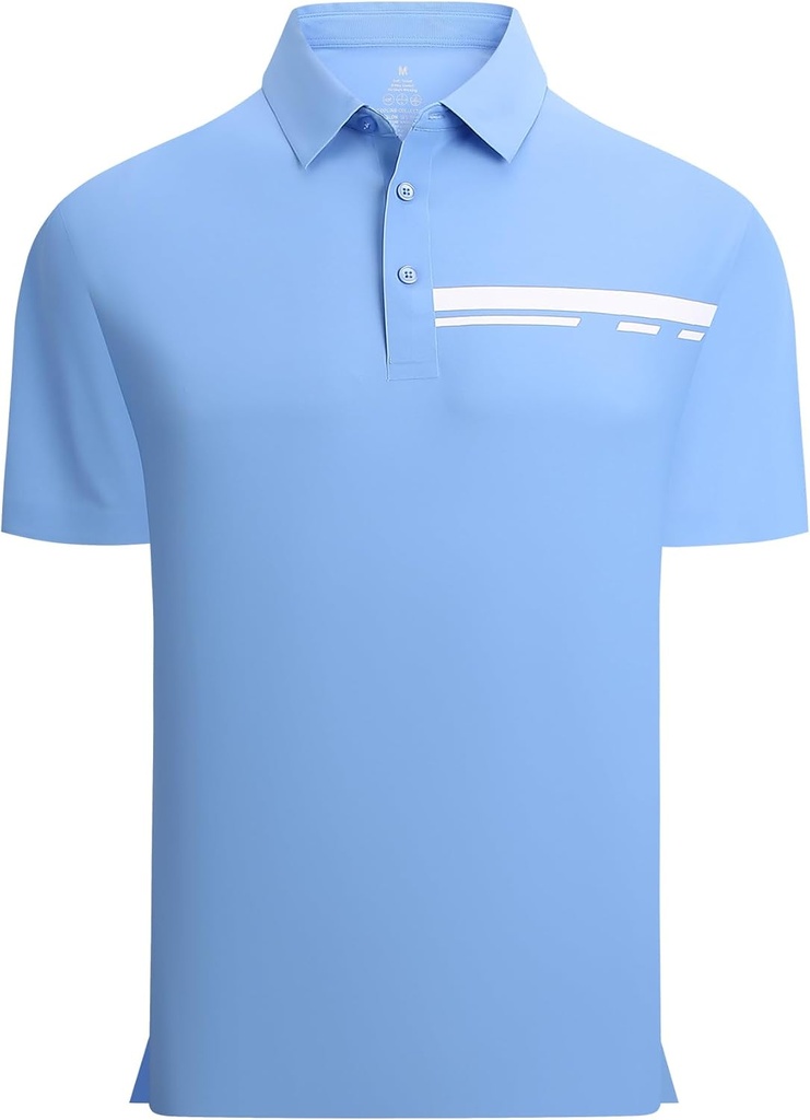 Damipow Mens Seamless Golf Shirt Moisture Wicking Polo Shirts Short Sleeve Quick Dry Performance Sport Collared Shirt for Men