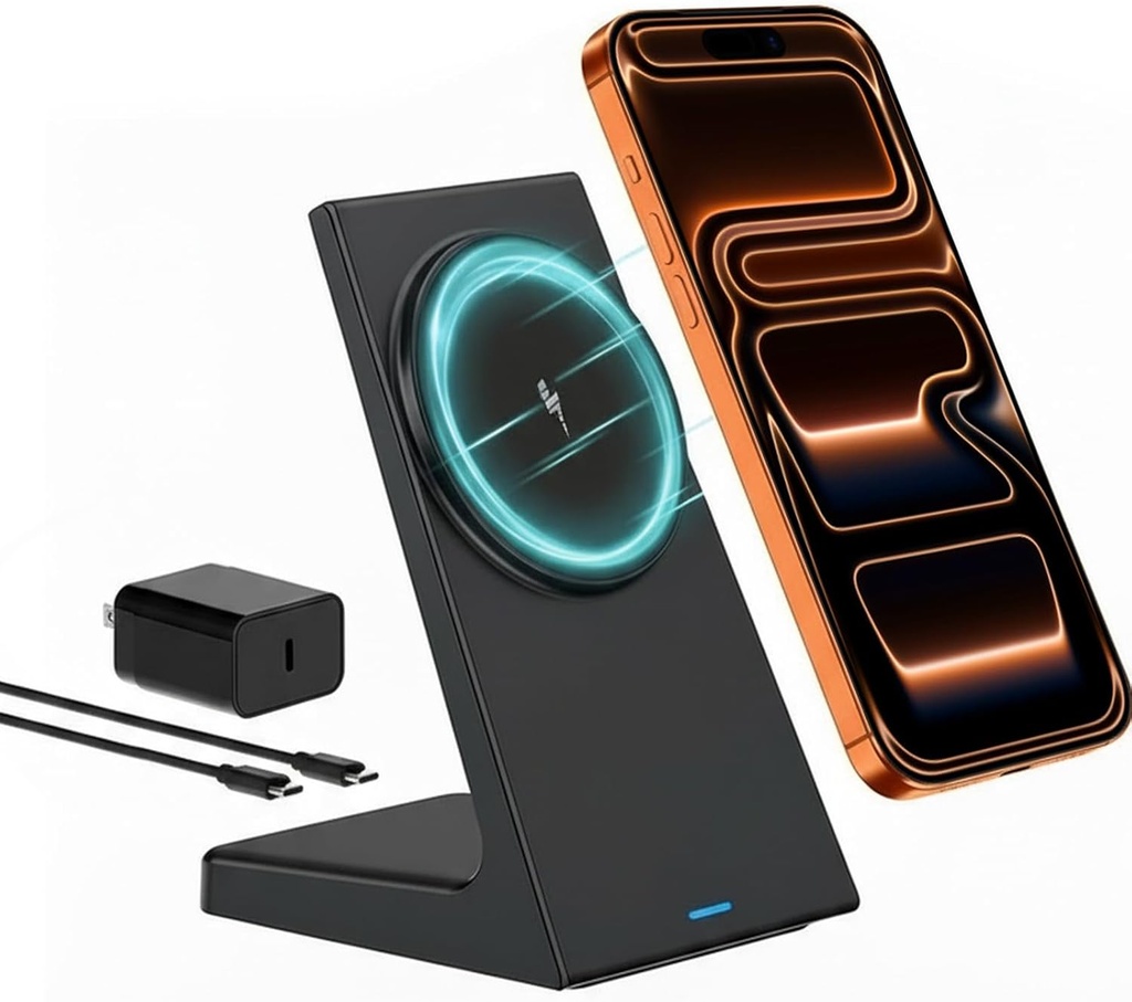 Wireless Charging Station-Magnetic Charger for iPhone 17/16/15/14/13/12 Series, Wireless Charger Compatible with Apple, Stable Wireless Charger Stand for Desk&Bedside,Gifts for Men/Women
