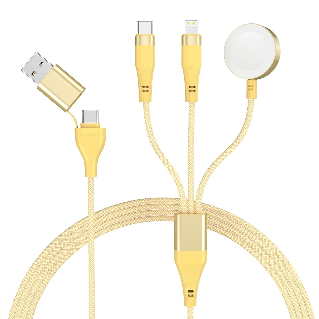 3 in 2 Multi Charging Cable for Apple Watch Charger Fast Charging iWatch Charger Travel USB C/Lightning/Micro Compatible with iWatch Ultra/Series 10/9/8/7/6/SE2/5/4/3/2 & iPhone 16/15/14/Galaxy-6FT