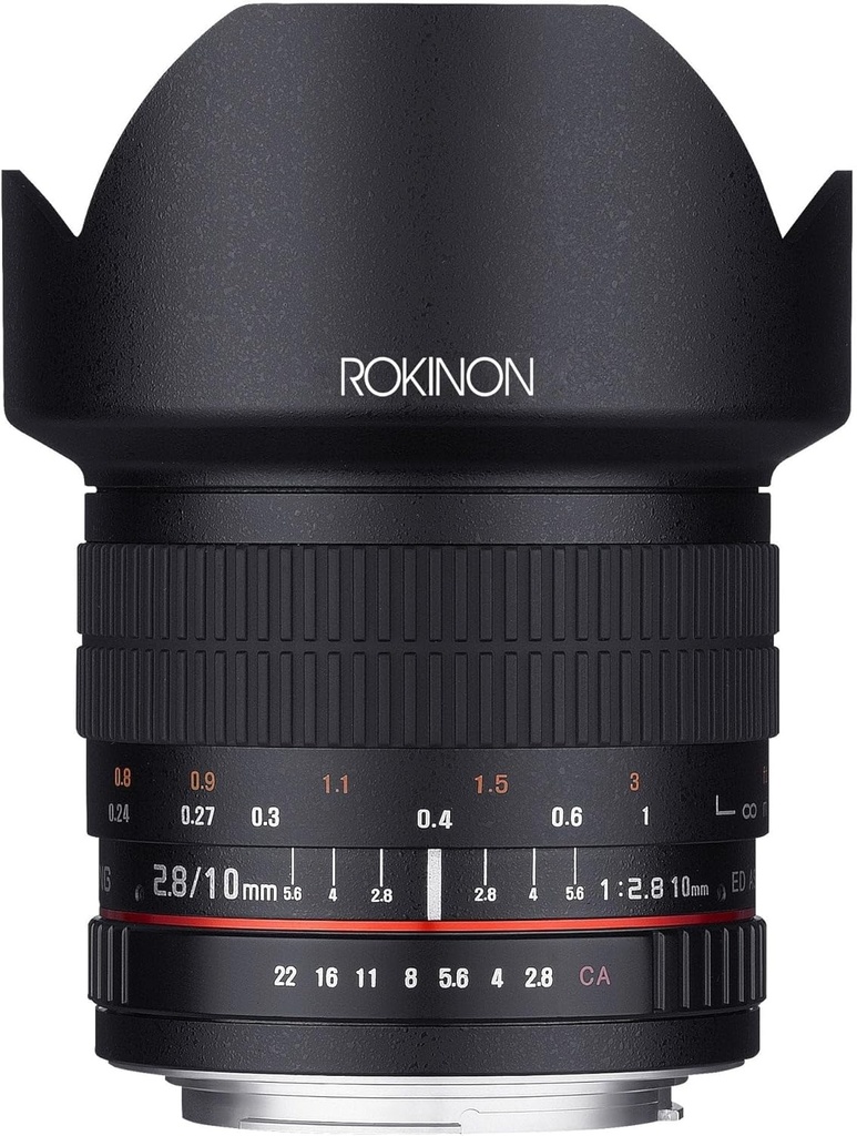 Rokinon 10mm F2.8 ED AS NCS CS Ultra Wide Angle Lens Canon EF-S Type for Canon Digital SLR Cameras (10M-C), Black