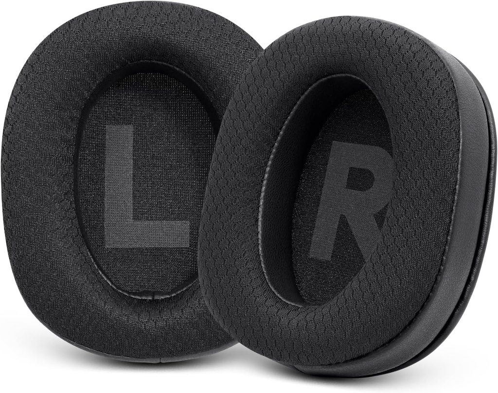 GVOEARS Replacement Ear Pads for Logitech G Pro, G Pro X, G Prox 2, G Pro X SE Headphones, Ear Cushions with Mesh Fabric, Memory Foam, Added Thickness - Black