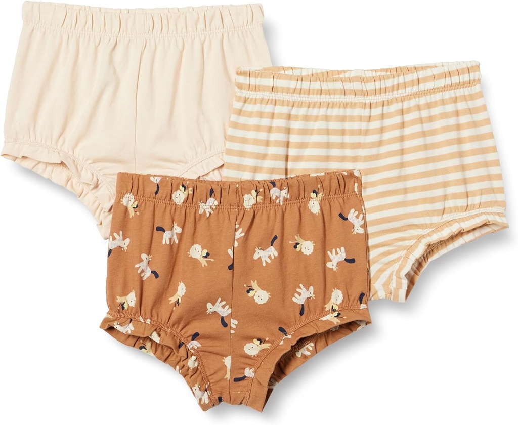 Amazon Essentials Toddlers and Baby Girls' Cotton Pull-on Bloomer Shorts with Elastic Waist, Pack of 3
