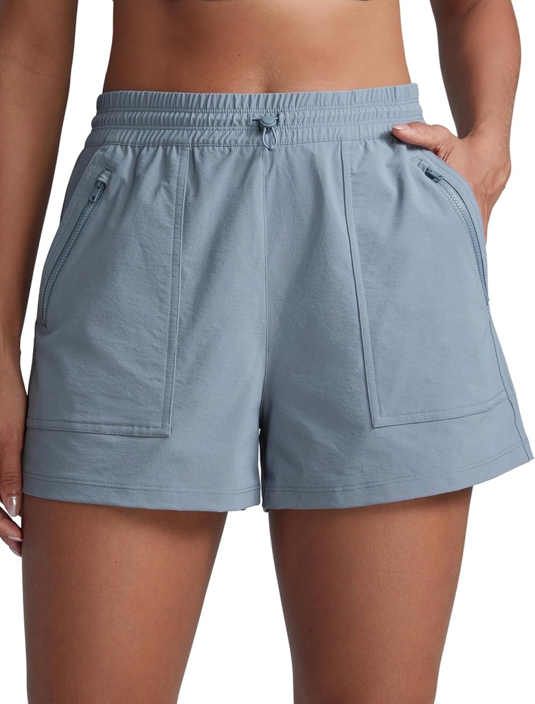 CRZ YOGA Stretch Hiking Shorts for Women 3” Lightweight Cargo for Athletic Travel Outdoor with Zip Pockets Water Resistance