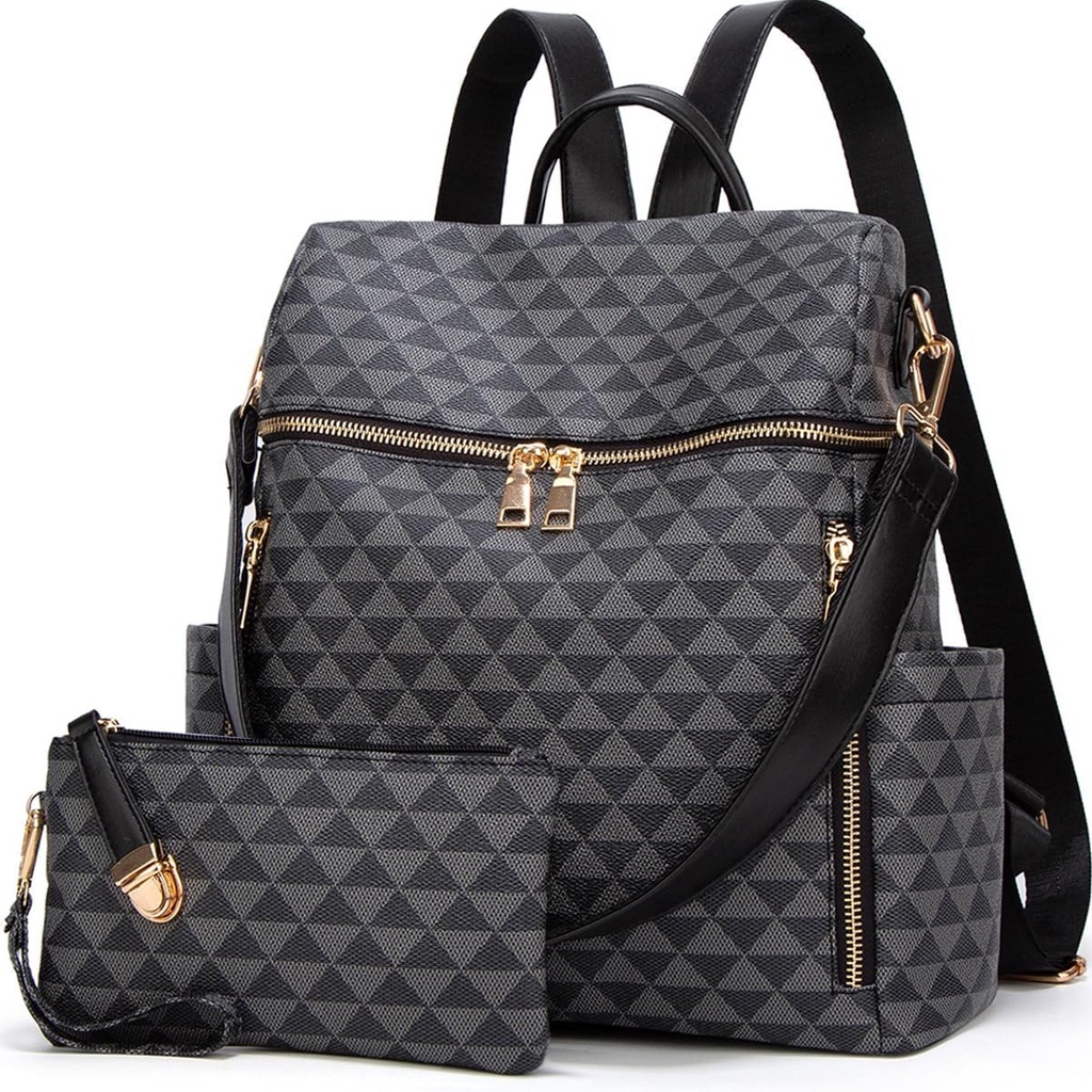 Makes Backpack Purse for Women PU Leather Travel Satchel Handbag Convertible Design Bag with Purse 2 Piece