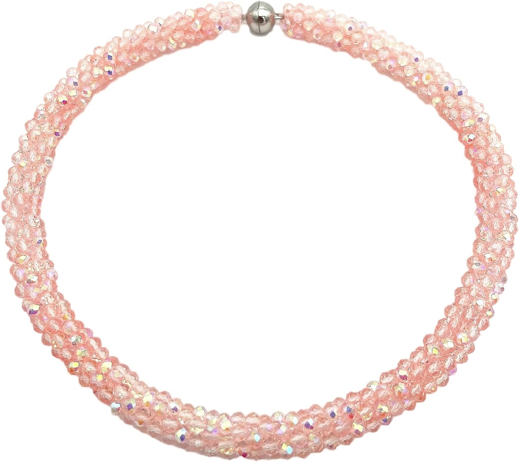 Hand Knotted Beads Statement Necklace Bracelet Jewelry Set Artificial Crystal Choker for Women- Handmade Beaded Strand Sparkly Faceted Crystal Rondelle-17inches, 30 Colors