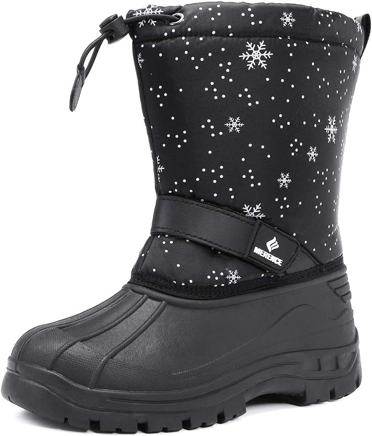 EQUICK Boys & Girls Winter Snow Boots Waterproof with Fur Lined Outdoor(Toddler/Little Kids)