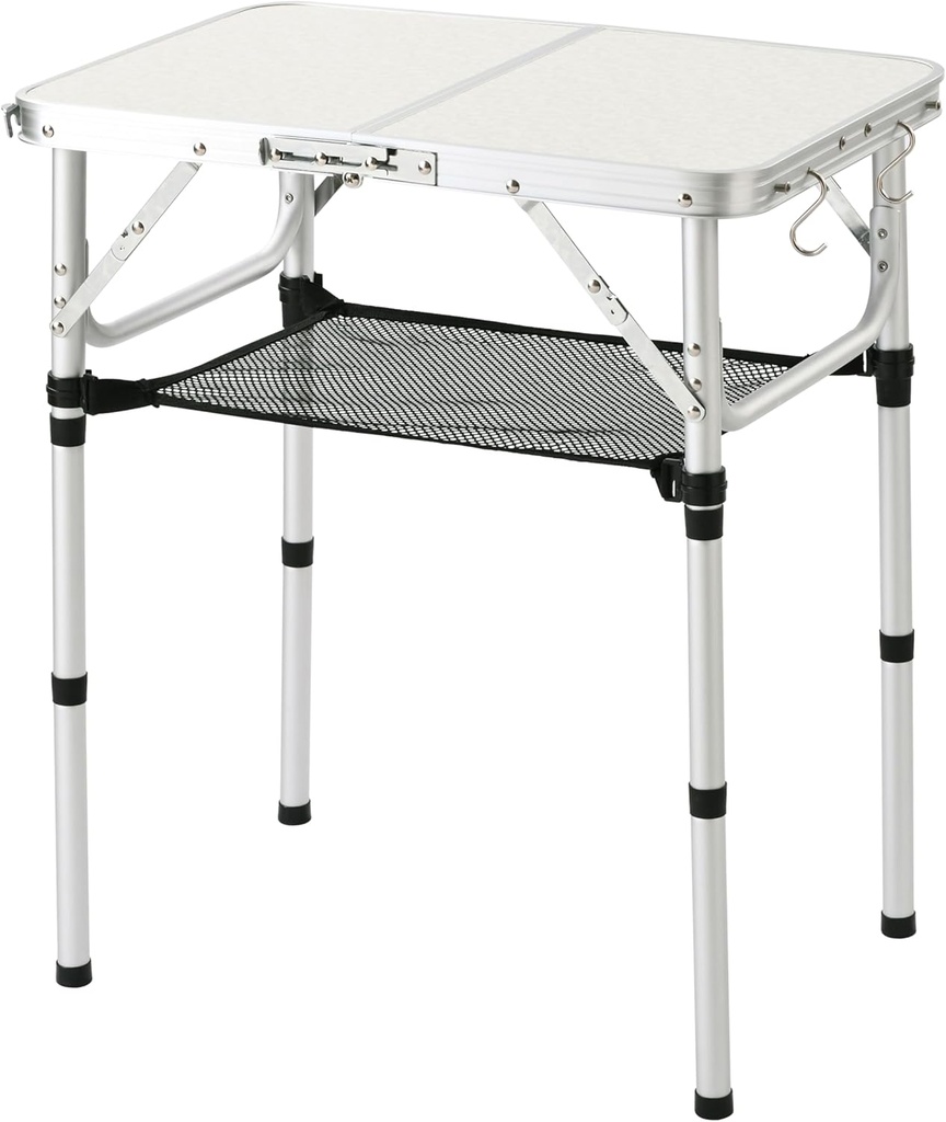 Folding Table Small, 24''L x16''W Camp Aluminum Table with Adjustable Height Legs, Indoor Outdoor Lightweight Portable Folding Aluminum Dining Table for Picnic Camping 2-Feet（10"/19"/27）