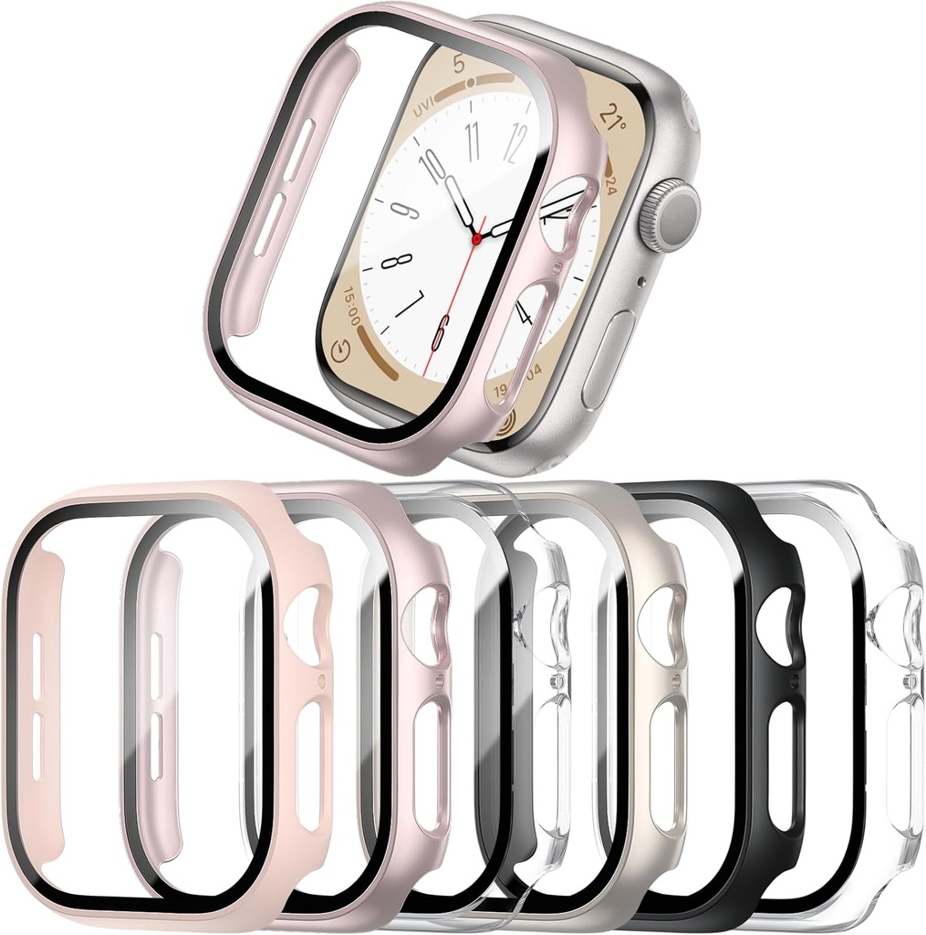 COMMUTER 6 Pack Case with Tempered Glass Screen Protector for Apple Watch 10 (2024) Series 10 42mm,Slim Guard Bumper Full Coverage Hard PC Protective Cover HD Ultra-Thin Cover for iWatch 42mm