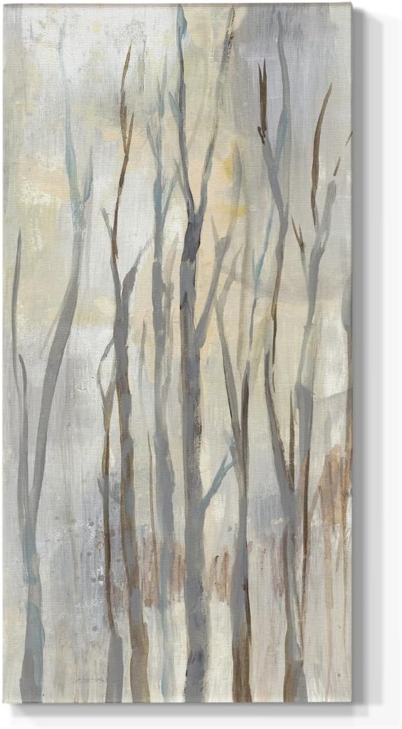 Renditions Gallery Canvas Nature Art Paintings for Living Room Wispy Tall Birch Trees in a Mist Abstract Hanging Artwork Prints for Kitchen Hotel Bedroom Walls - 16"X32" LT520