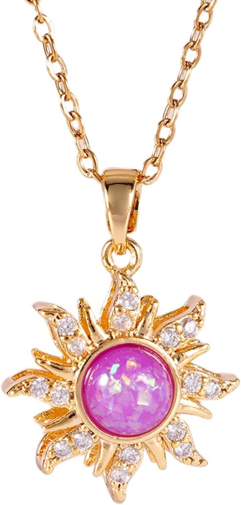 Crystal Sun Necklace for Women Boho Sun Pendant Necklace Gold Sun Necklaces Hippie Necklaces Trendy Jewelry