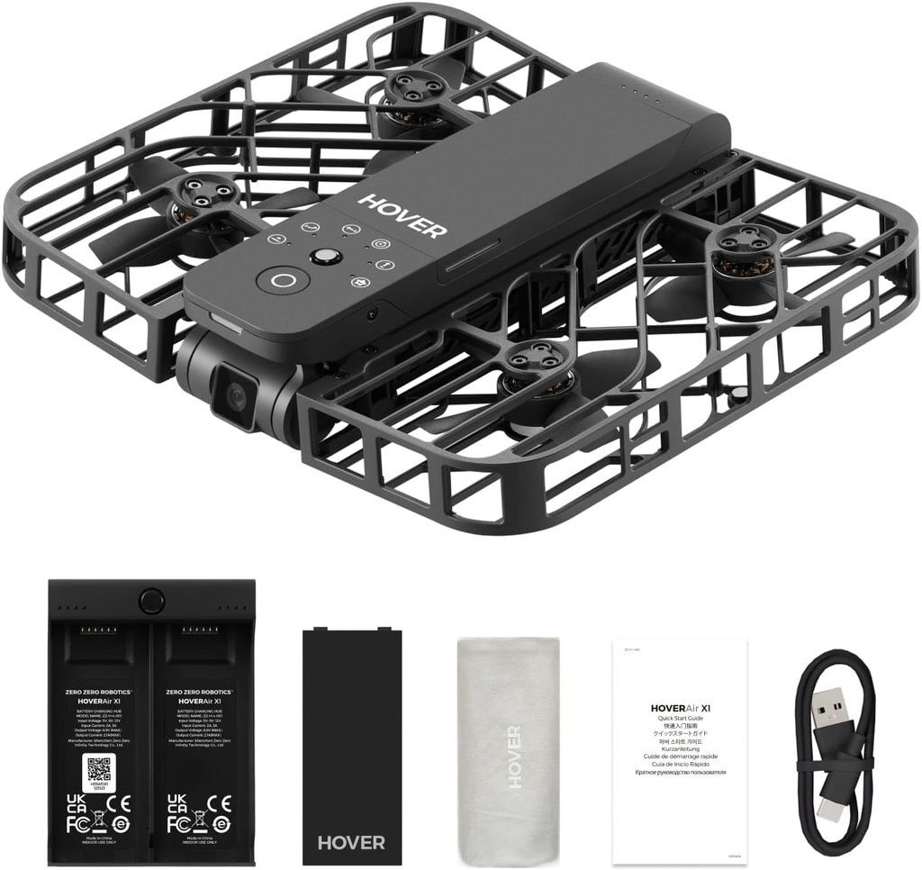 X1 Drone with Camera, Self-Flying Camera Drone with Follow Me Mode, Foldable Mini Drone with HDR Video Capture, Palm Takeoff, Intelligent Flight Paths, Hands-Free Control Black (Combo)