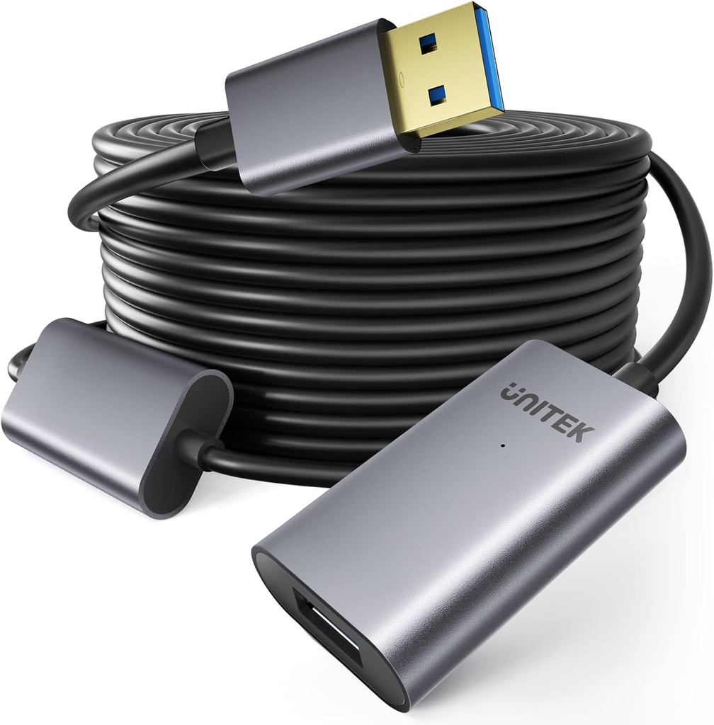 Unitek USB 3.0 Active Extension Cable, 32 Feet Extender Cord for Oculus Rift, Xbox Kinect, PlayStation, Webcam with 5V2A Power Adapter, Signal Booster,Aluminum