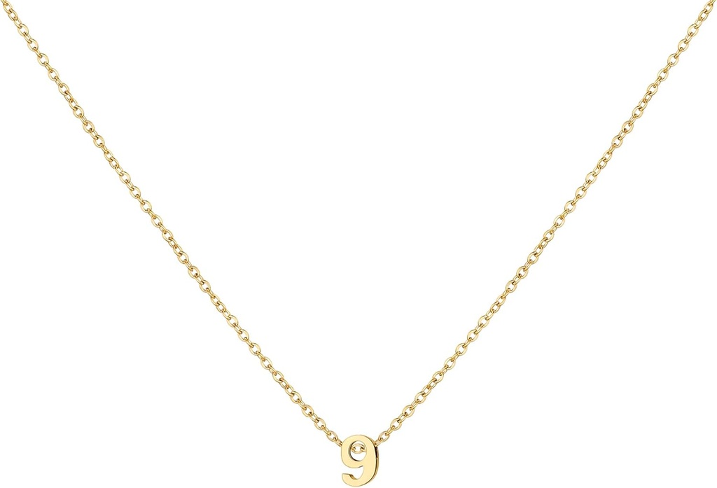 Gold Number Necklace for Women 18K Gold Plated Dainty Charm Birth Month Cute Pendant Choker Necklace Personalized Jewelry Birthday Gift for Her