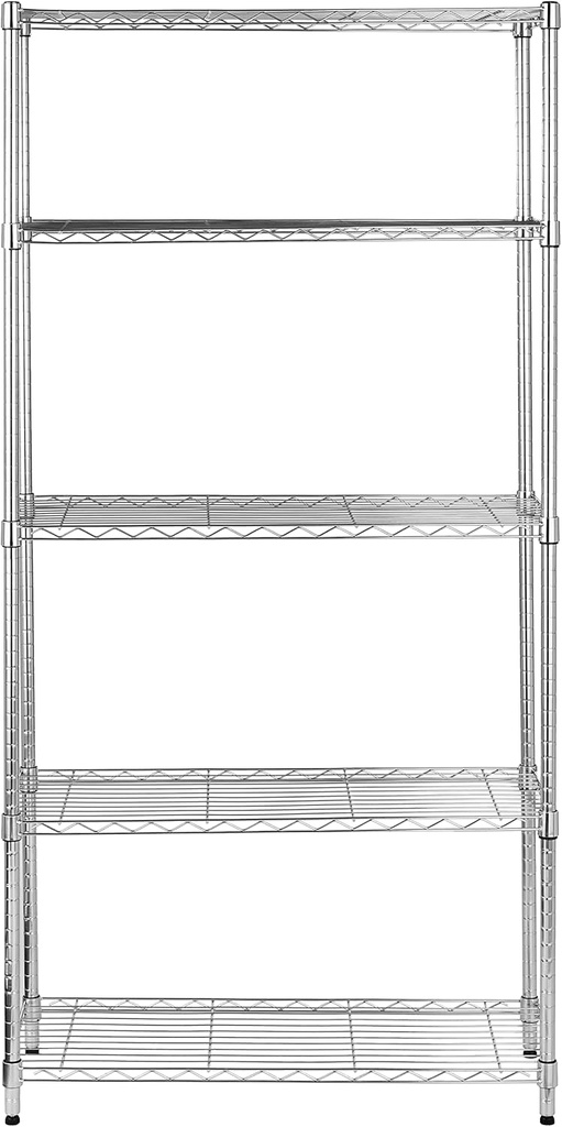 Amazon Basics 5-Shelf Adjustable Heavy Duty Steel Wire Rack Storage Shelving Organizer for Kitchen, Garage, 36" L x 14" W x 72" H, Chrome