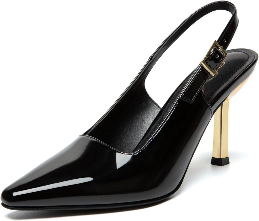 Athlefit Women's High Stiletto Slingback Heels Elegant Closed Square Toe Dress Pumps Shoes for Bridal Wedding Work Party