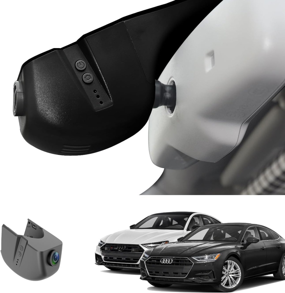 Audi Dash Cam for A4 A6 Allroad A3 A5 A6 Q5 A8 S8 A7 S5 Q3 S3 S7, 4K Dash Camera, OEM-Style, No Visible Wires, Night Vision, WiFi, Parking Mode, Plug and Play, Breeze Installation, 64GB Card, Black