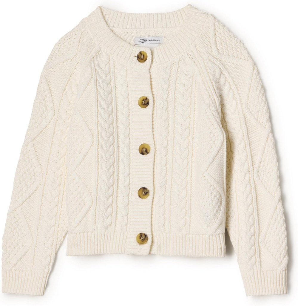 Amazon Essentials x Sofia Grainge Unisex Toddlers and Babies' Cable Knit Fisherman Cardigan Sweater