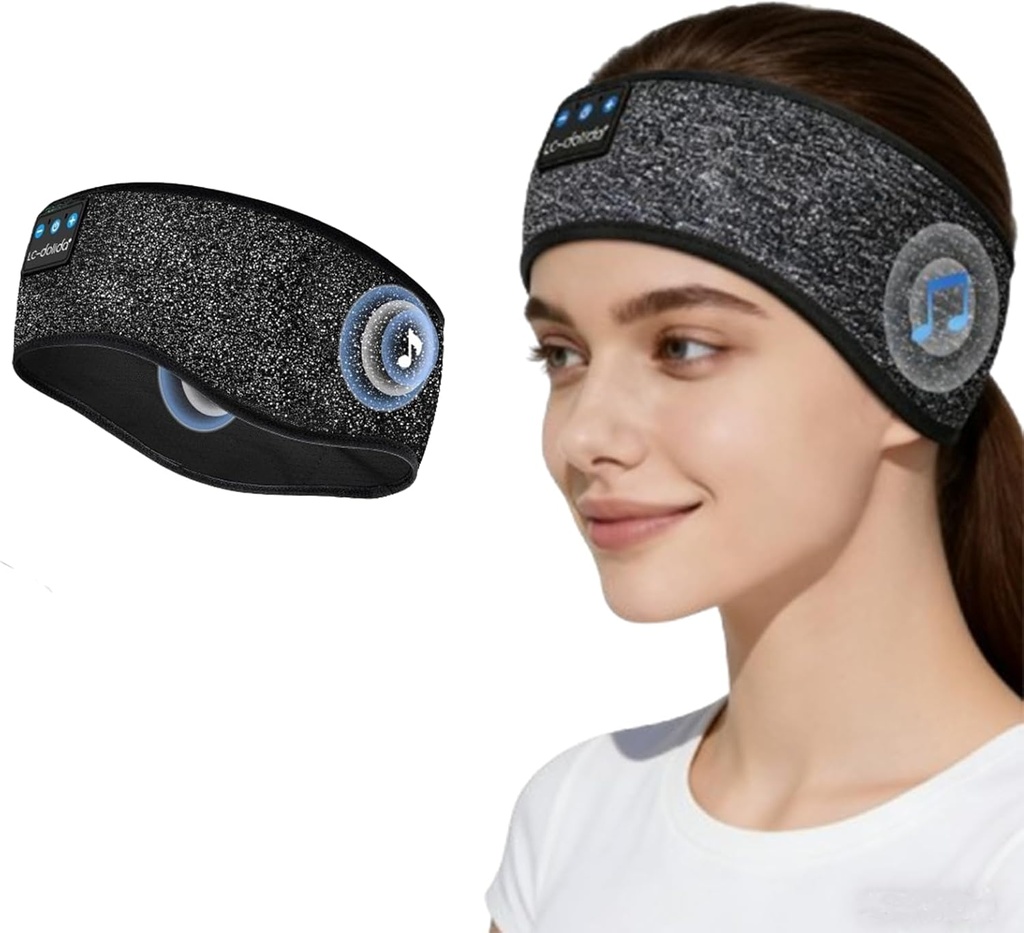 LC-dolida Sleep Headphones Bluetooth 5.4, Headband Headphones Earphones Wireless, Sleep Mask for Gifts,Workout,Jogging,Yoga(Jet)