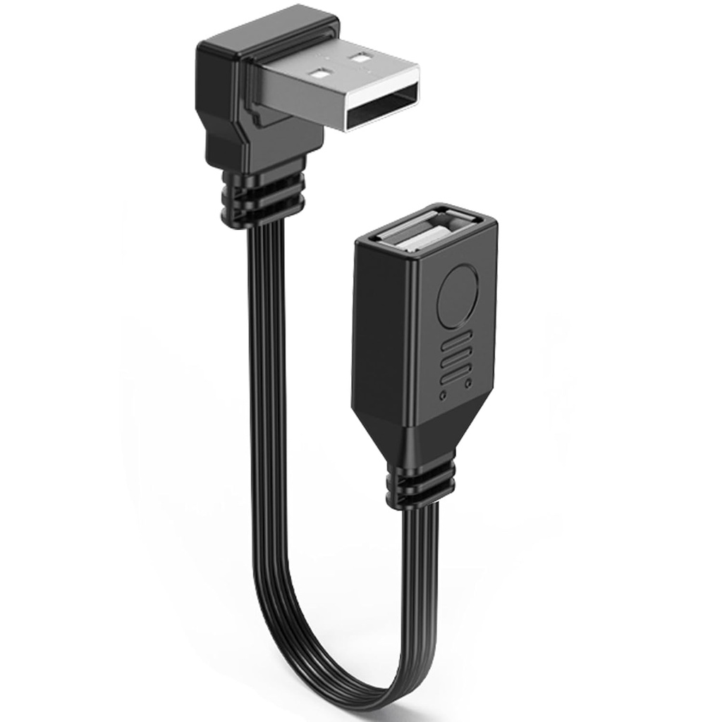 90Degree Short USB Extension Cable 4inch,Up Angle USB 2.0 Male to Female Flexible Flat Cord Support Charging and Data Transfer,for Car, Laptop,Printer,Scanner,Keyboard,Mouse (UP Angle 10cm)