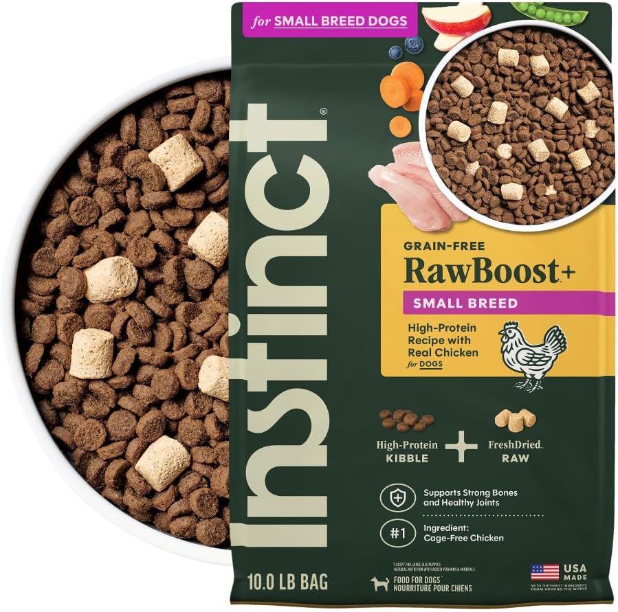 Instinct RawBoost Small Breed, Natural Dry Dog Food with FreshDried Raw Pieces, High Protein, Grain-Free Recipe - Real Chicken, 10 lb. Bag