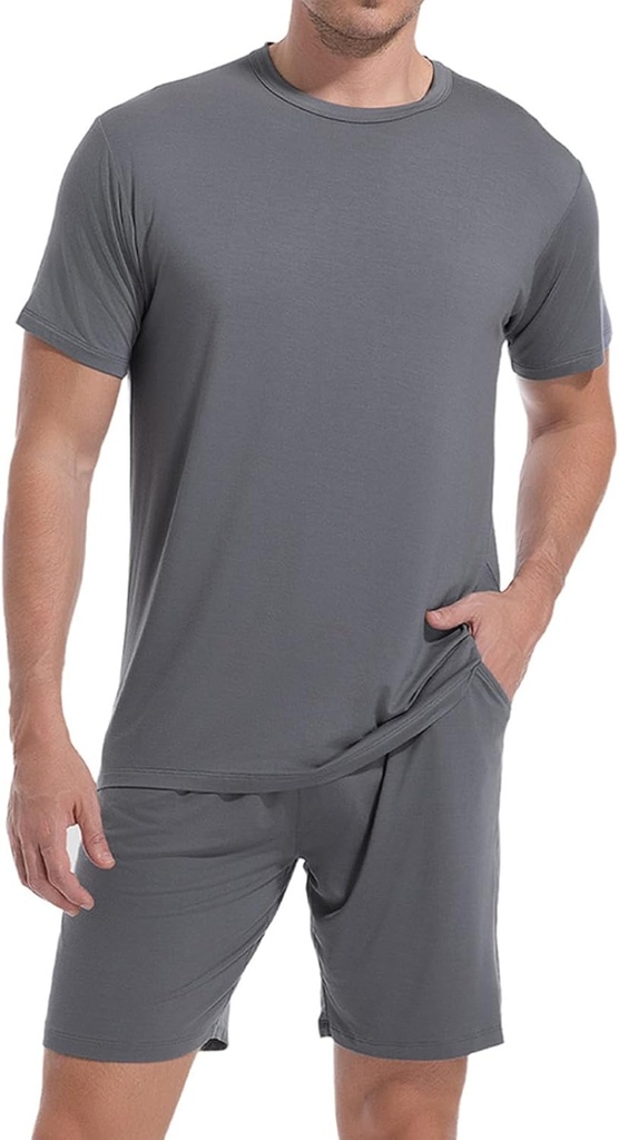 DG Hill Mens Pajamas Set Shorts - Pajama Pants Sleepwear Shorts PJS Sets - Summer Pajamas Cool Pants Short Soft PJS for Men