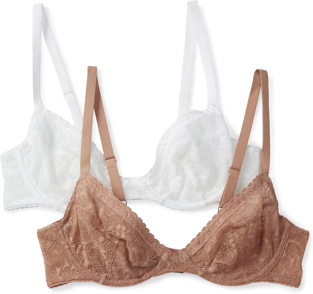 Amazon Essentials Women's Stretch Galloon Lace Unlined Wired Plunge Bra