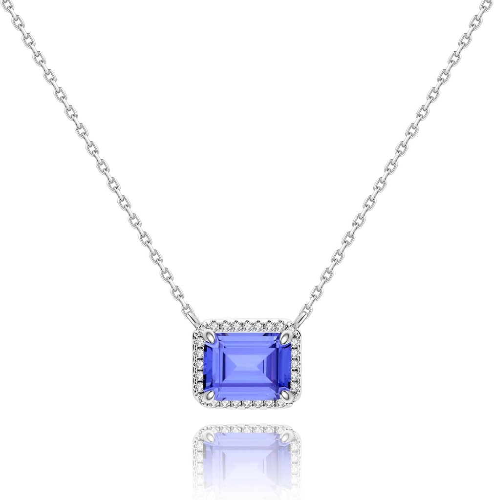 COBI Birthstone Pendant Necklace for Women, Rhodium Plated Round Heart with CZ, Cubic Zirconia Love Heart Necklace, Champagne Orange Pink Emerald Green Red Aquamarine Blue Crystal, Birthday Gift