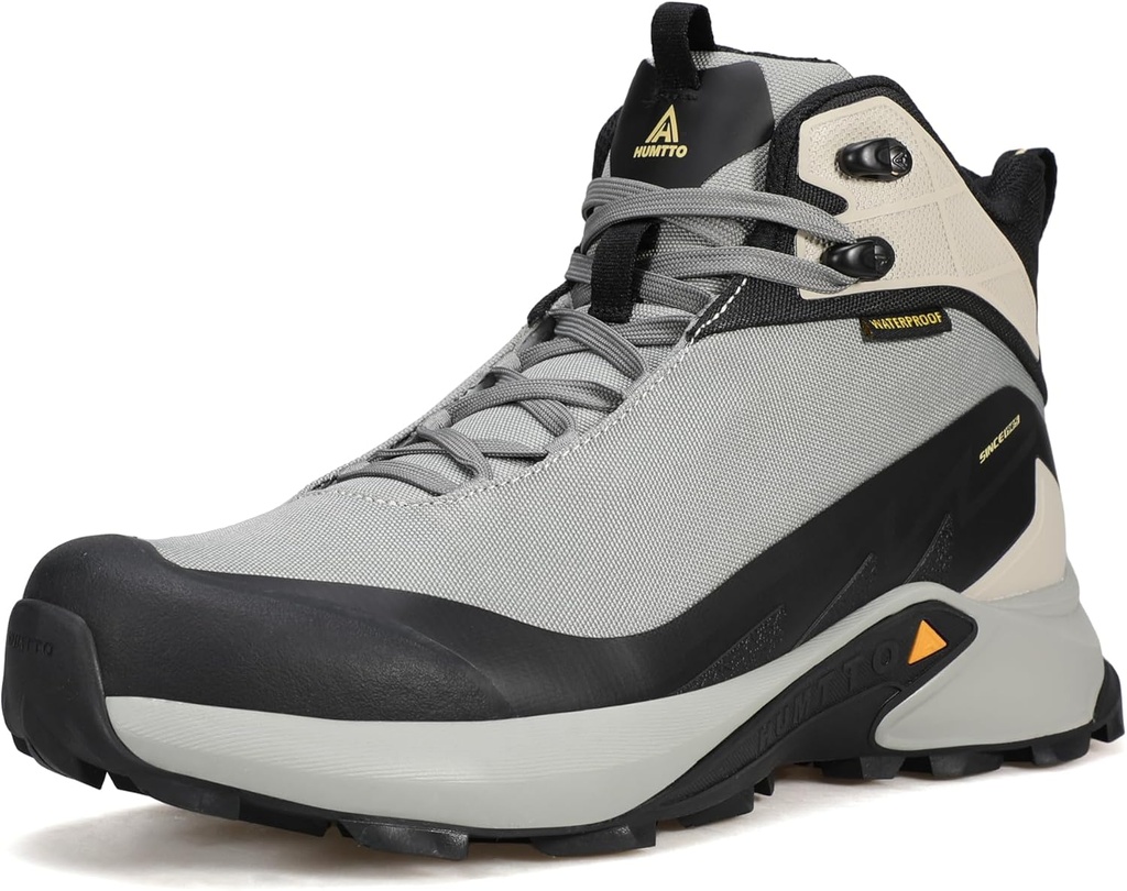 HUMTTO Men's Waterproof Hiking Boots Lightweight Breathable Mid Ankle Trekking Trail Shoes Anti-Slip Work Boots for Backpacking Camping