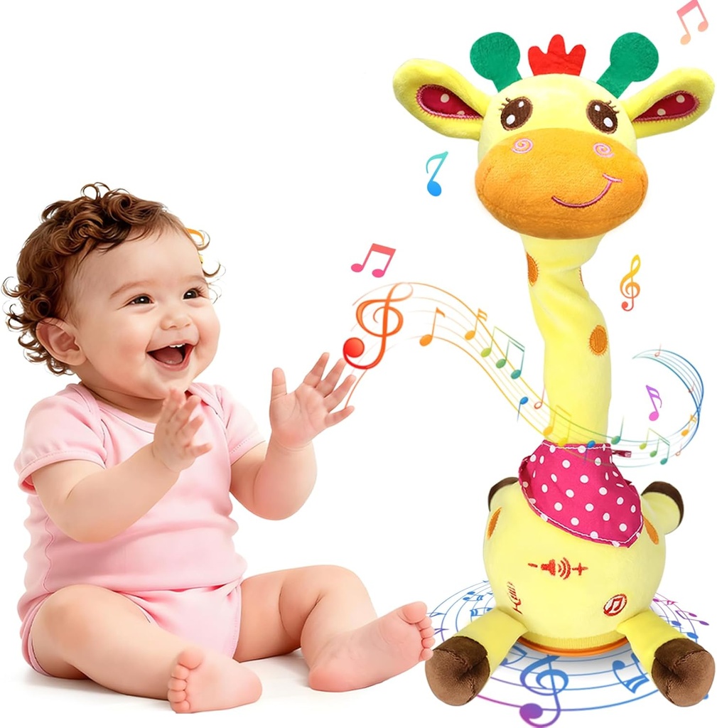 Hunfur Talking Dancing Giraffe Baby Toys for 3-18 Months, Singing Recording Repeats What You Say with Glowing Light, Funny Gift for Toddlers 1-3 Year Old, Boys Girls Tummy Time Toys