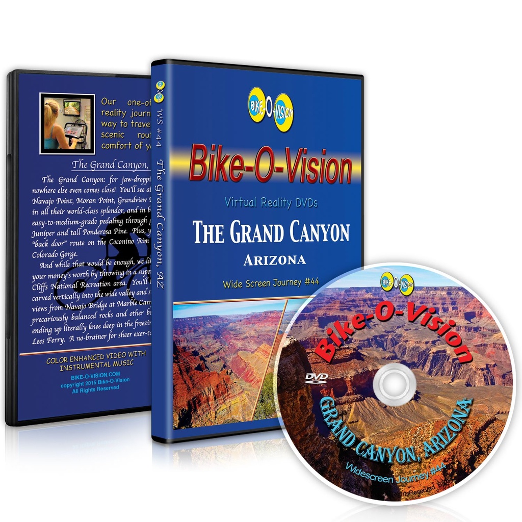 Bike-O-Vision - Virtual Cycling Adventure - The Grand Canyon, Arizona - Perfect for Indoor Cycling and Treadmill Workouts - Cardio Fitness Scenery Video (Wide screen DVD #44)