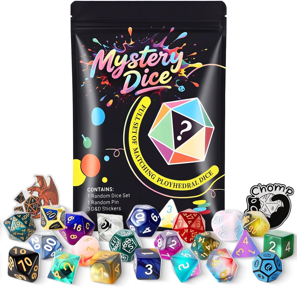 Coyeekn Mystery Dice Set, DND Dice Set of 7 Polyhedral Dice - 1 in 10 Chance to Get Legendary Dice, Dice Goblin, Suitable for Role Playing DND Gift