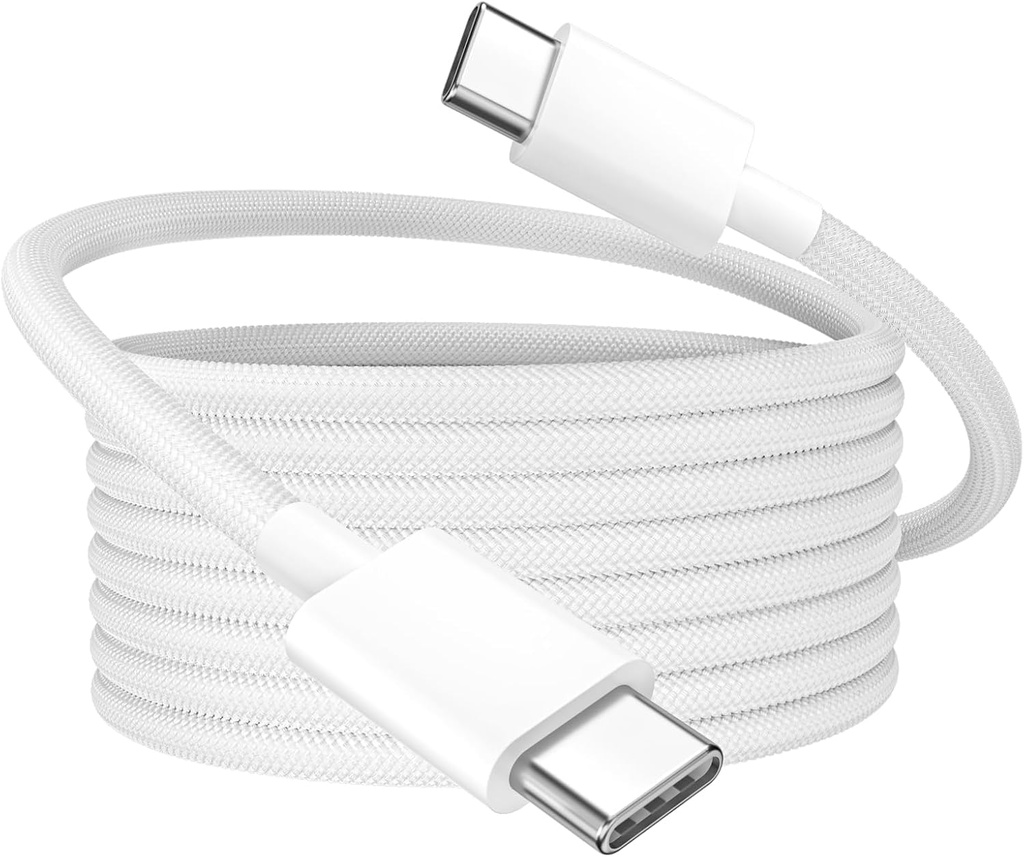 Quntis 3Pack 3FT USB C to USB C Cable - 60W Type-C Nylon Braided Charger Cord Fast Charging for iPhone 17 16 15 Series, iPad mini 6, Pixel and More, White