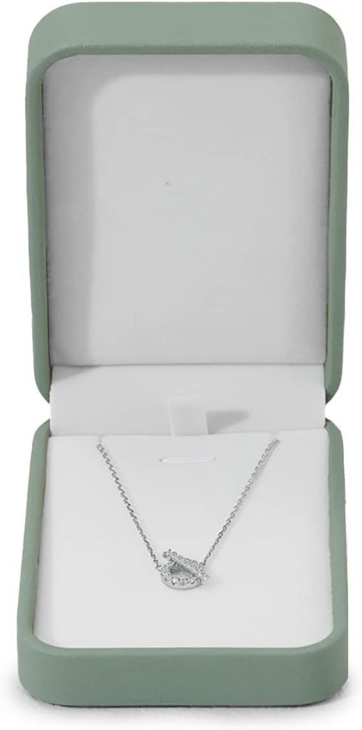 PU Leather Necklace Box Velvet Interior Necklace Gift Box Pendant Case Long Chain Display Storage Case for Wedding Birthday Mother's Day (Green)