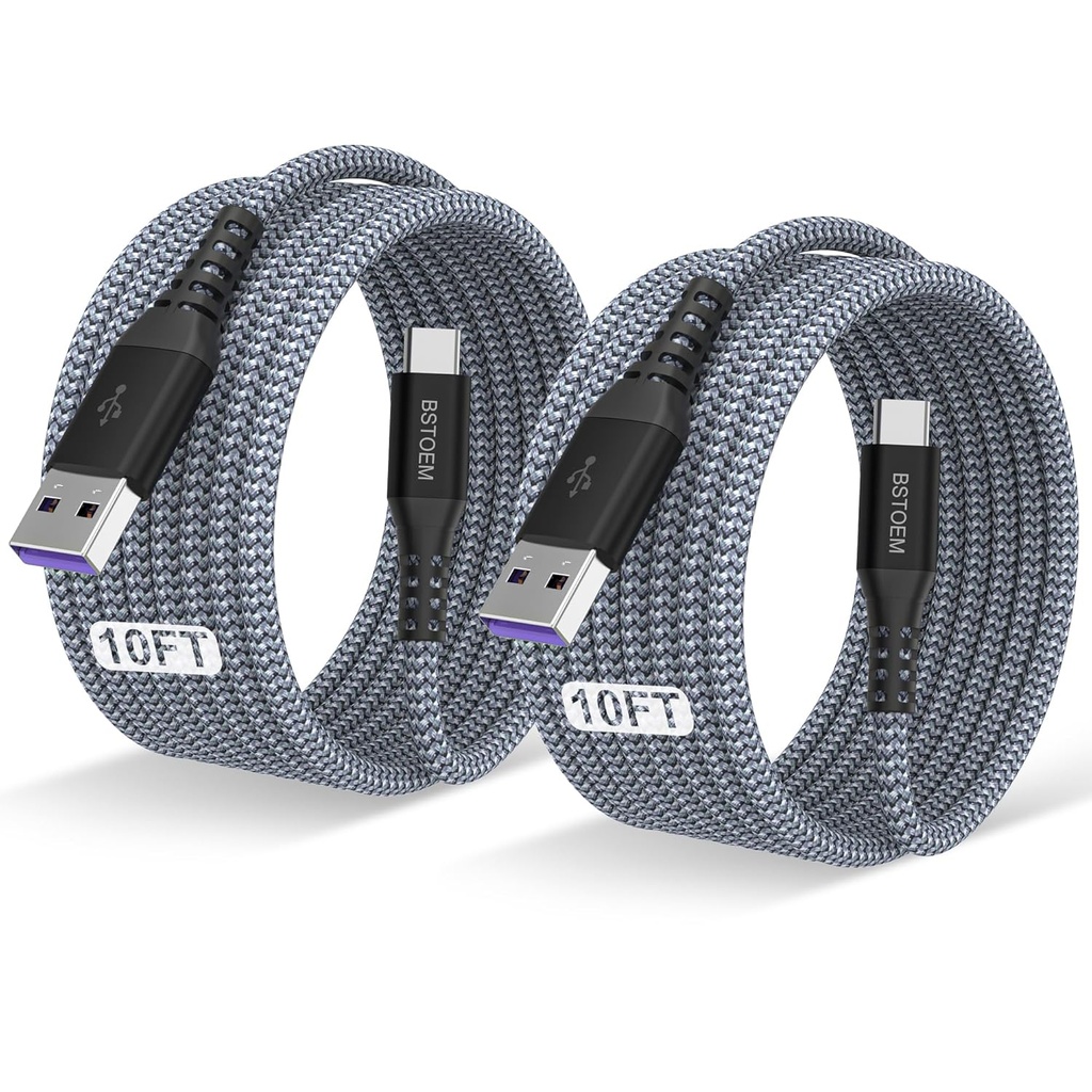 USB A to USB C Cable 10 ft,Type C Charger Cord Fast Charging 10FT 2Pack,for Samsung Galaxy S26/S25 +/Ultra/S24/S23/S22/S21/S20/S10/S9/S8/s7/Note20/10/9/8/Tab S9,for Kindle Fire,USBC Phone Wire