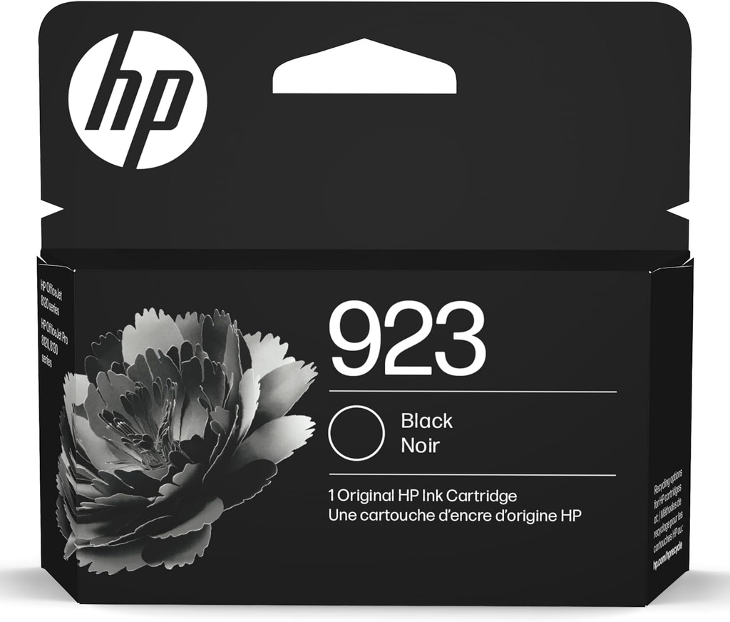 HP 923 Black Ink Cartridge Printers | Works with Printer Series: OfficeJet 8120, OfficeJet Pro 8130 | Eligible for Instant Ink | 4K0T3LN