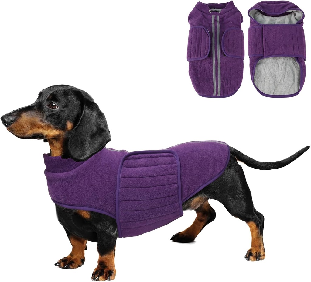 Dachshund Sweater,Small Dog Sweaters Dachshunds Clothes for Miniature,Fleece Dogs Coat,Warm Doggy Coats for Medium Dogs Girl,Female Puppy Winter Jacket Apparel & Accessories (Purple, Medium)
