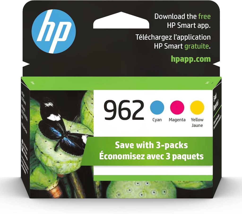 HP 962 Cyan, Magenta, Yellow Ink Cartridges Printers | Works with Printer Series: OfficeJet 9010, 9020 | Eligible for Instant Ink | 3YP00AN