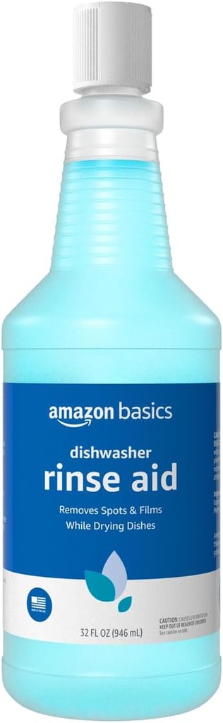 Amazon Basics Dishwasher Rinse Aid Liquid, 32 Fl Oz, Pack of 1