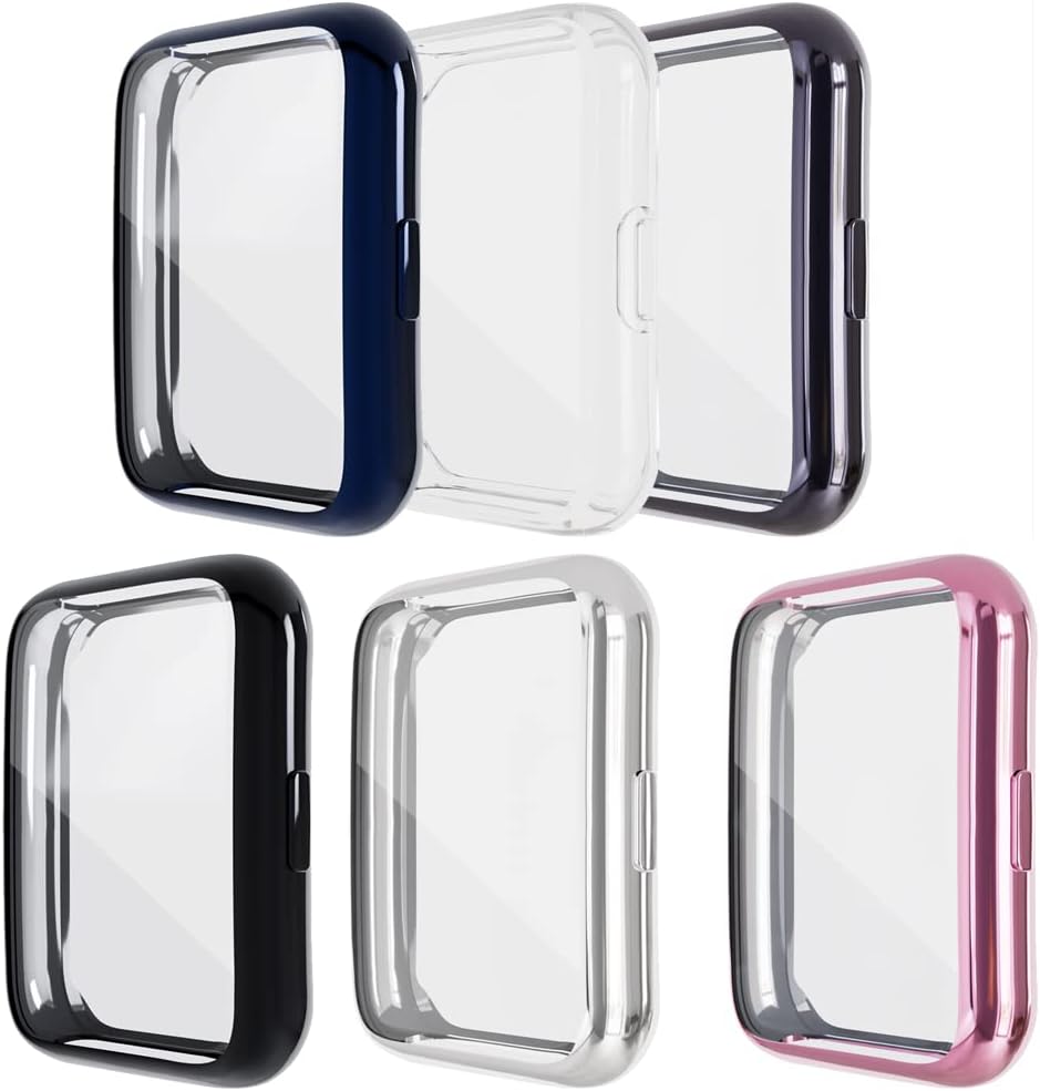 FitTurn Screen Protector Cases Compatible with Huawei Watch FIT 2 Watch Soft Metal Color TPU Shockproof Cover Slim Guard Thin Bumper Shell Protector (SixColors-A)