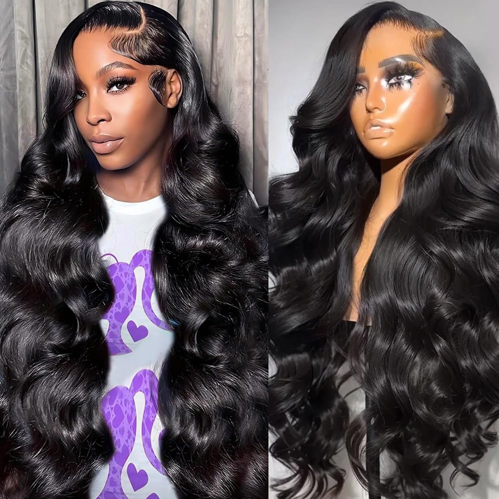 13x6 Lace Front Wigs Human Hair 200% Density Body Wave 13x6 HD Lace Frontal Wigs Brazilian Virgin Human Hair Wig Pre Plucked Invisilbe Hairline 3x Longer Lifespan 24 Inch