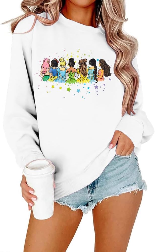 UNIQUEONE Magical Princess Sweatshirt for Women: Cute Magic Kingdom Princess Sweater Family Vacation Trip Pullover Tops