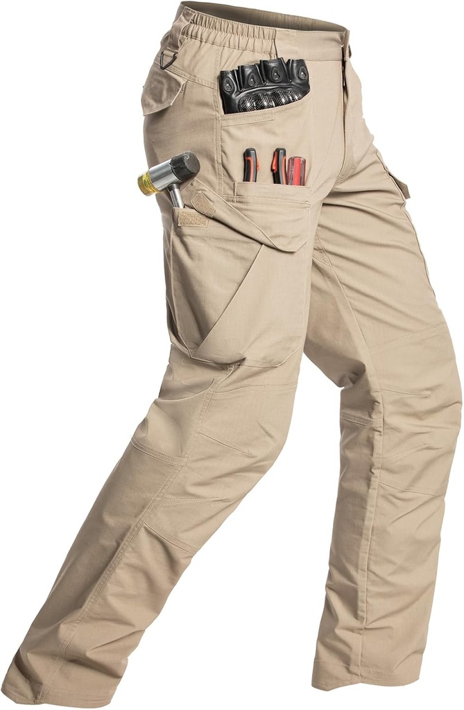 NAVEKULL Men's Flex Tactical Pants Ripstop Stretch Work Cargo Pants Water Resistant Outdoor EDC Hiking Pants