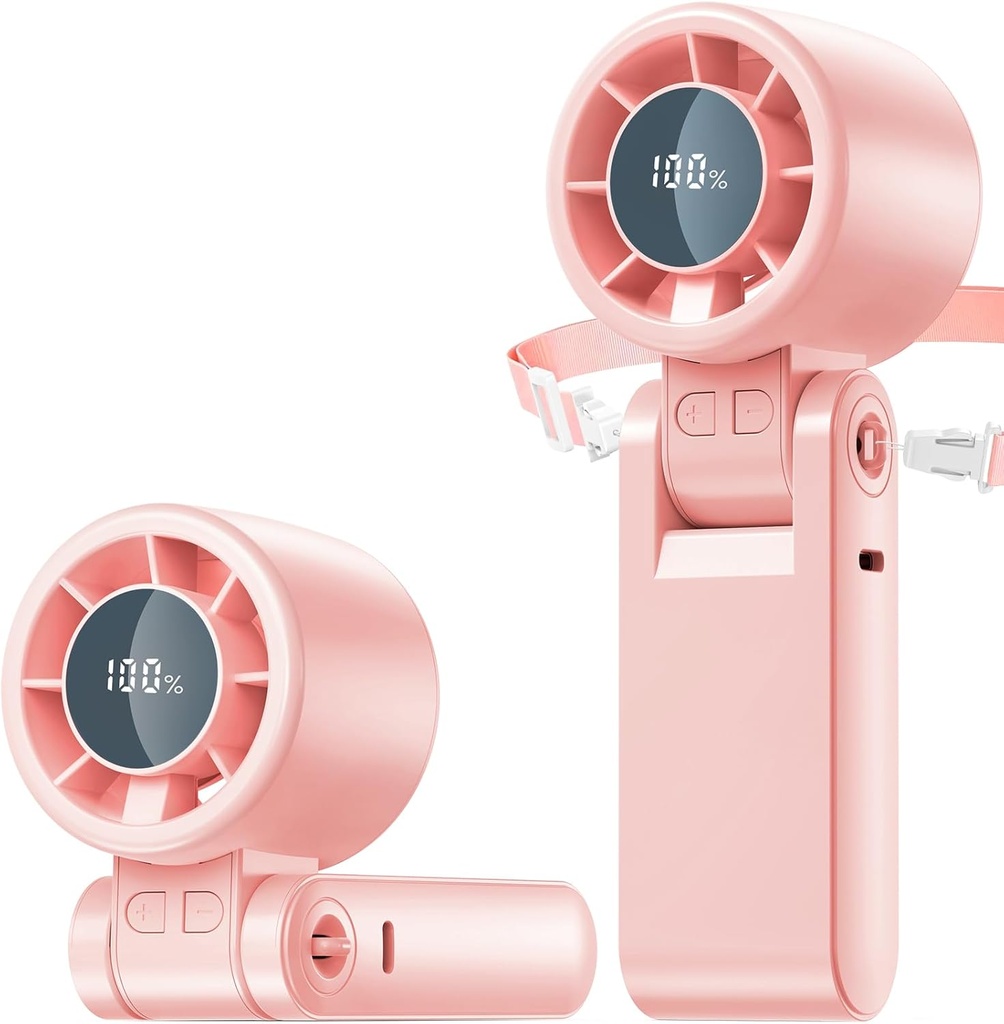 4 in 1 Portable Turbo Handheld Fan [15000 RPM], 5200mAh Battery, 12H Runtime, 3-in-1 180°Foldable Personal Fan, Turbo Tech Cooling for Outdoor, Travel, Work, Makeup