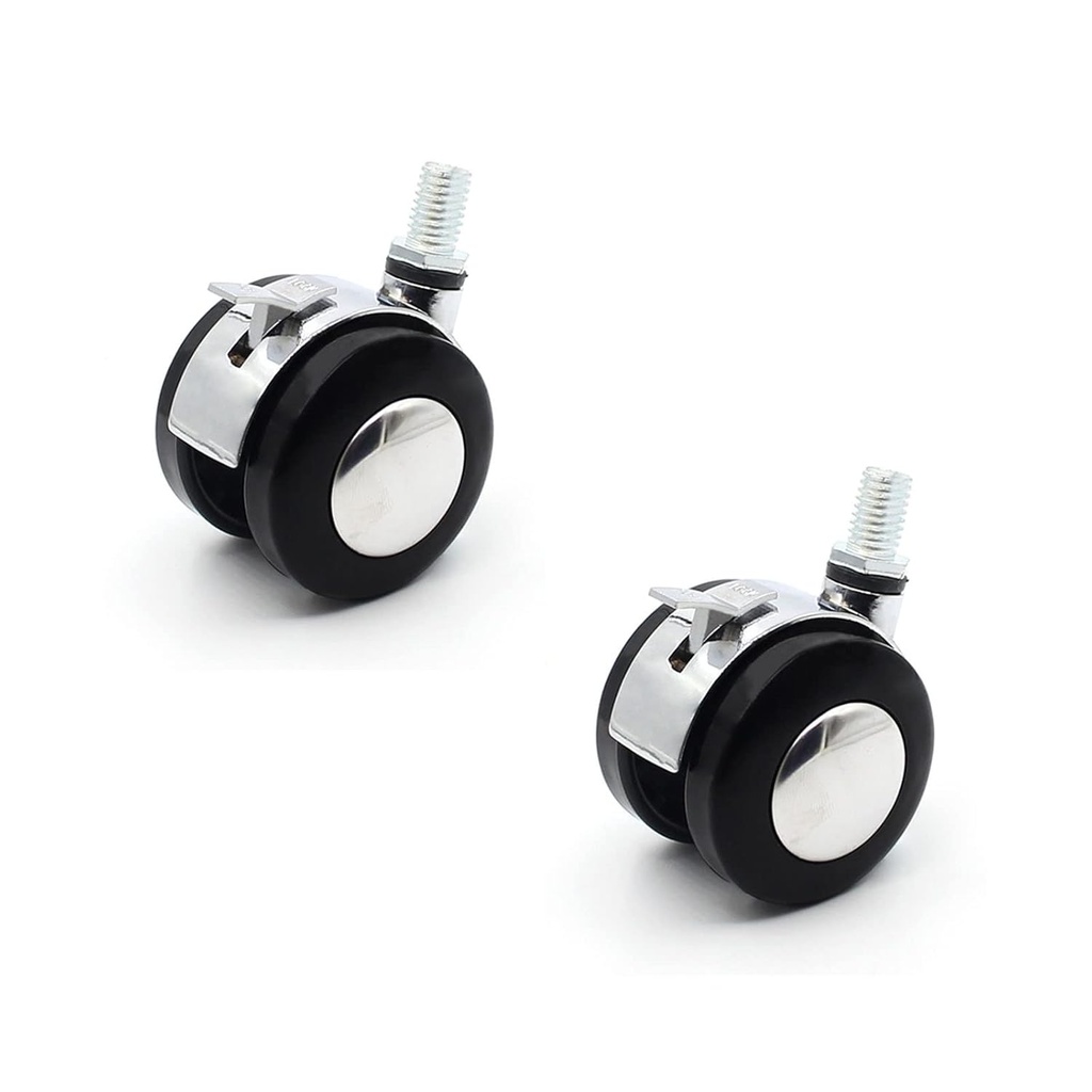 2 Pcs Office Chair Wheels Replacement Chair Caster with Brake Swivel Stem Caster Wheel with M8 Threaded Stem for Hard Floors Carts Furniture Dolly