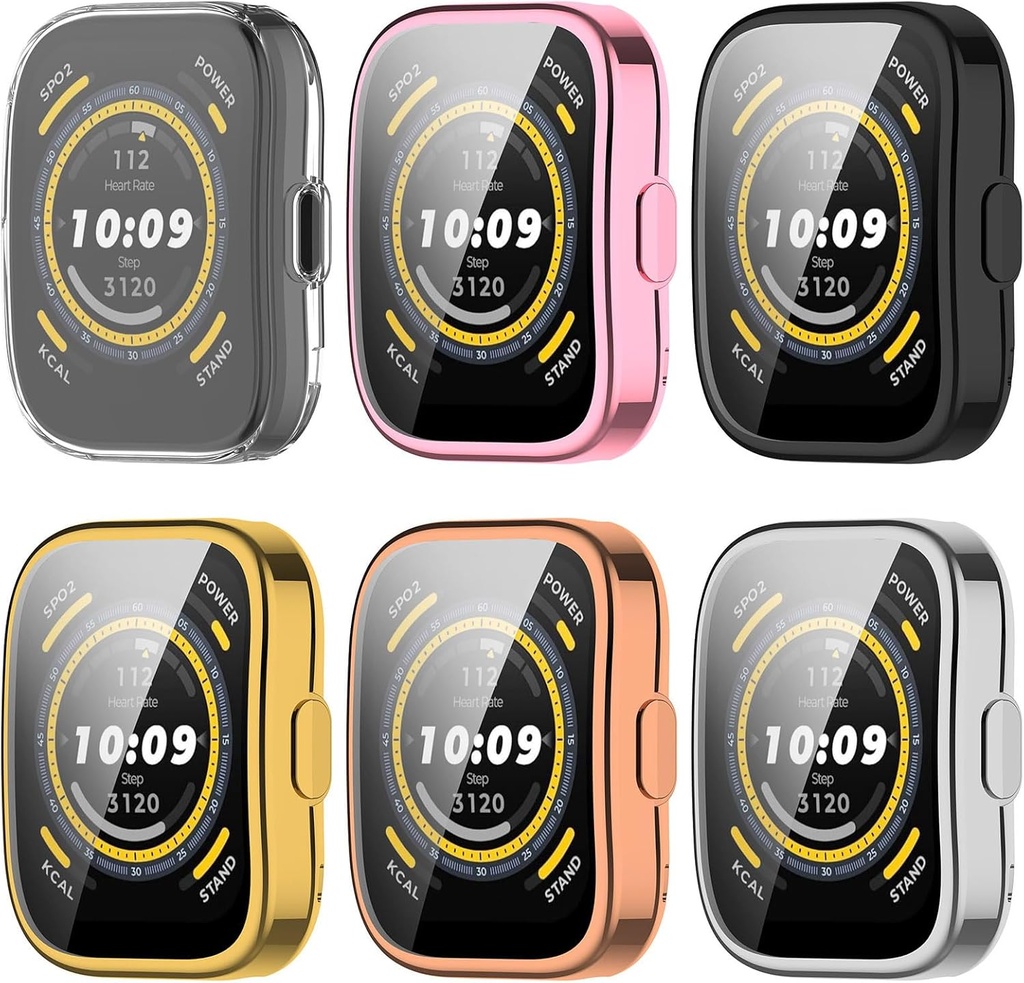 Chofit Compatible with Amazfit Bip 5 Screen Protector Overall Protective Case Flexible TPU HD Ultra-Thin Cover for Amazfit Bip 5 Case Smartwatch Accessories (6PACKS)