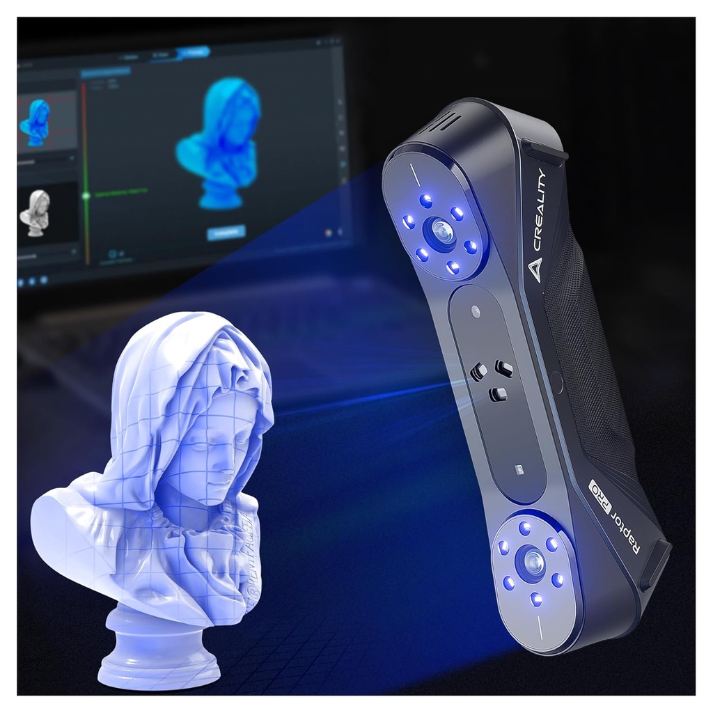 Creality Raptor Pro 3D Scanner, High-Precision 0.02mm Metrology-Grade 3D Scanner for 3D Printing with Blue/IR Laser, Wireless Support, Ideal for Reverse Engineering, Automotive, Body&Artifact Scanning