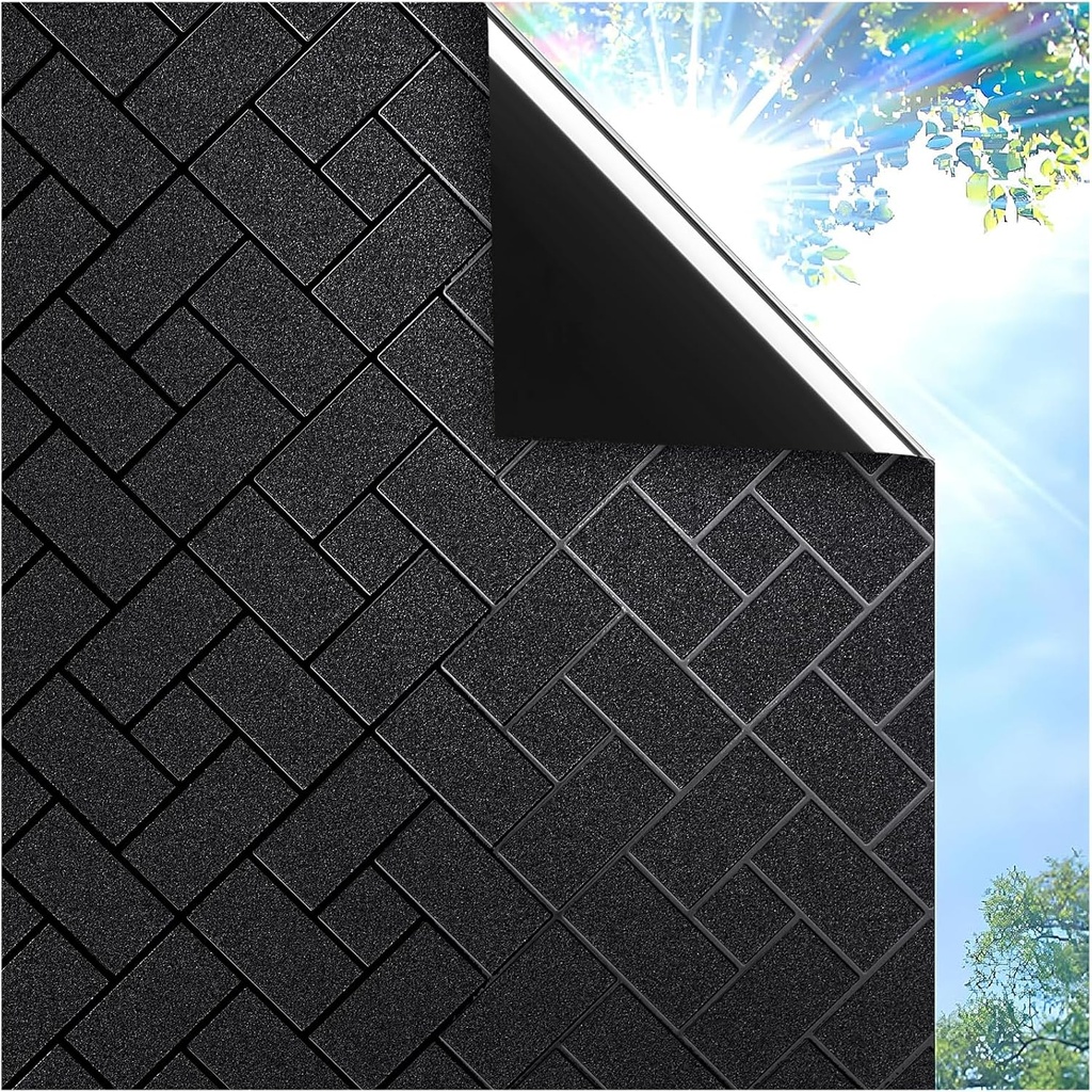 Coavas Blackout Window Film, 100% Sun Blocking & Darkening Privacy Static Cling Film, No Glue Anti-Glare Removable Cover for Bedroom, Living Room, Heat & UV Rejection, 29.5 x 78.7 inches